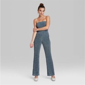Women's Tube Sequin Mesh Jumpsuit Wild Fable Slate Blue Size Small